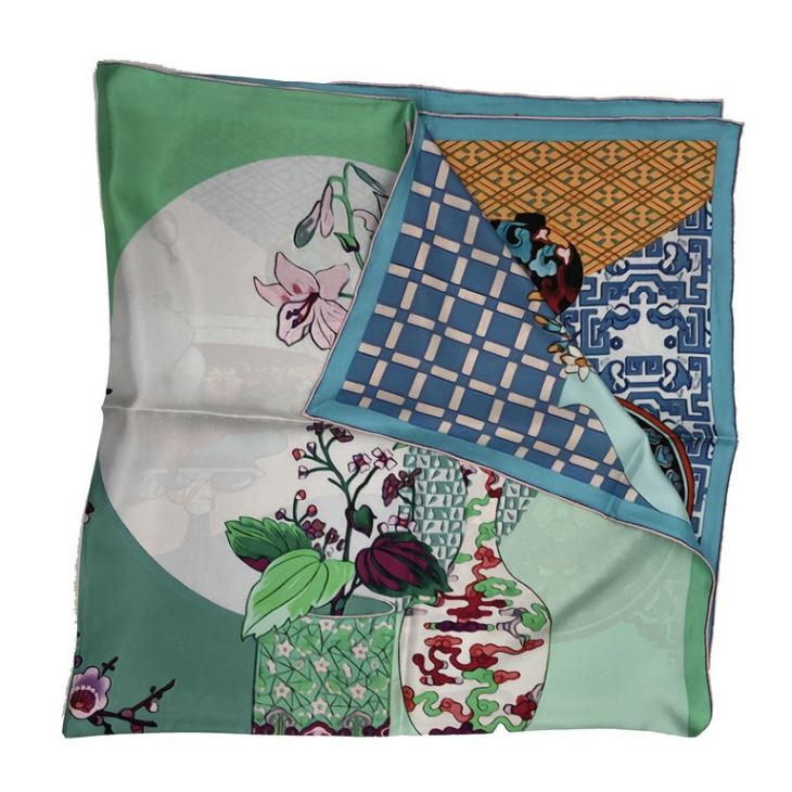 Custom Digital Printed Double Sided Beauty Silk Scarf Brand Scarf 100% Silk